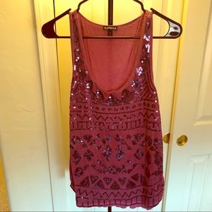 Beaded Pink Tank Top